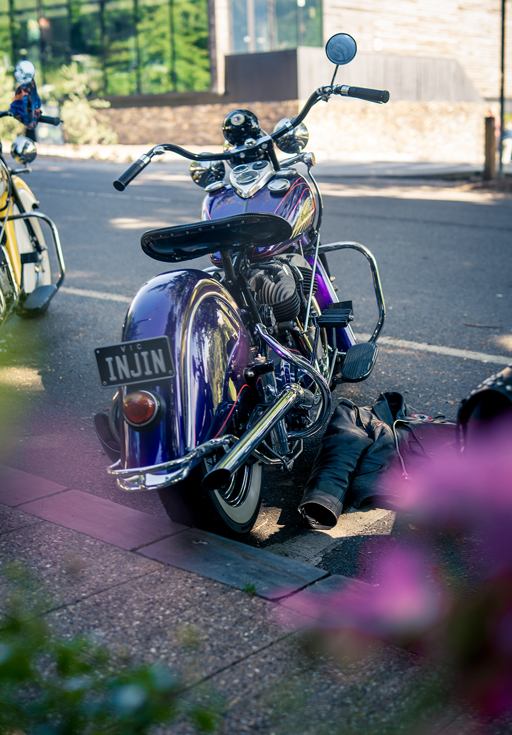 Indian vintage motorcycle purple