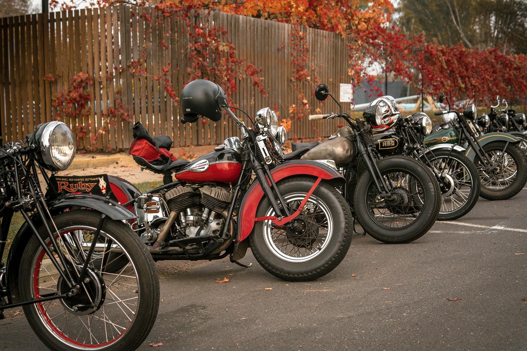 vintage harley davidson motorcycle red