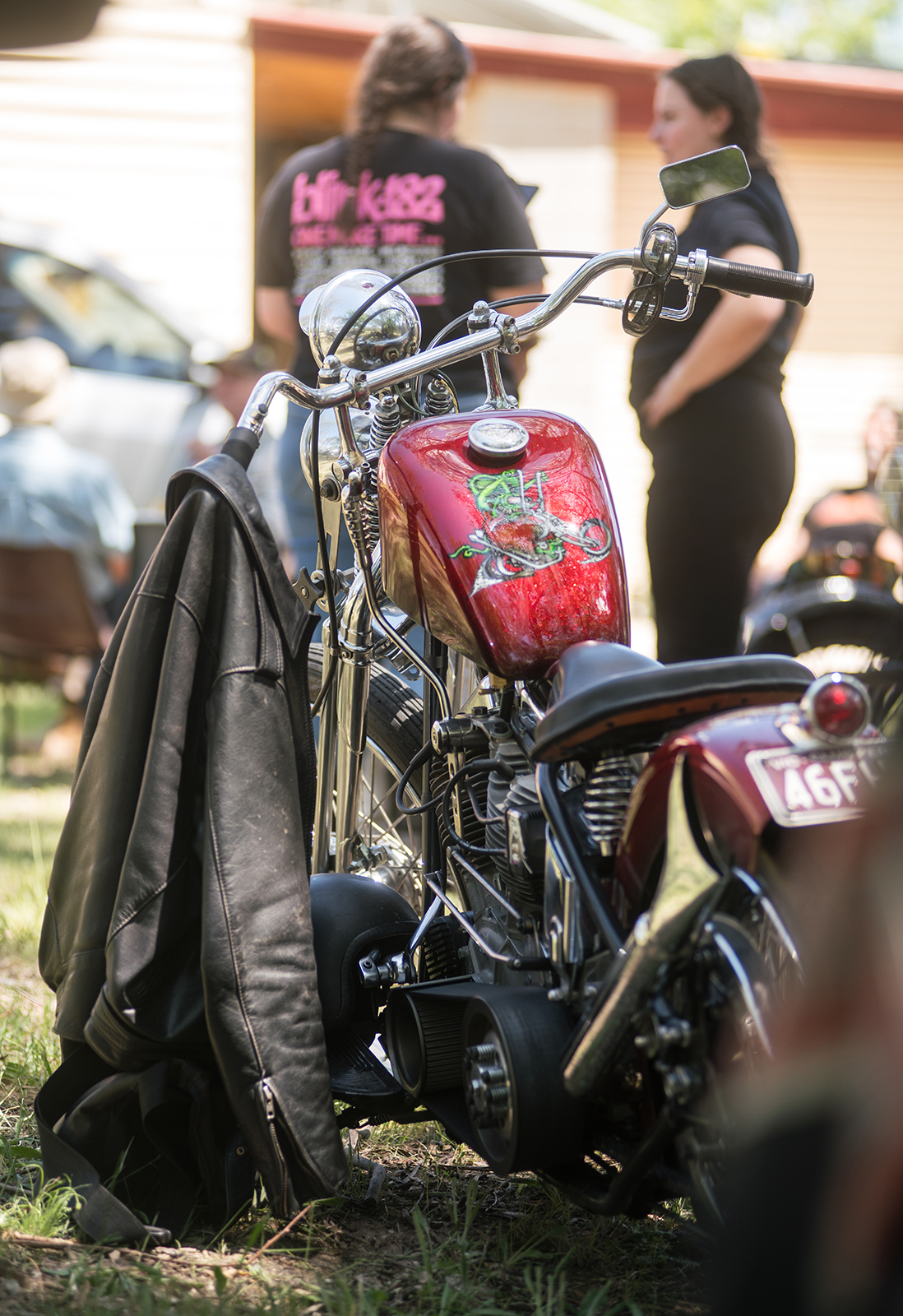 harley davidson panhead motorcycle red