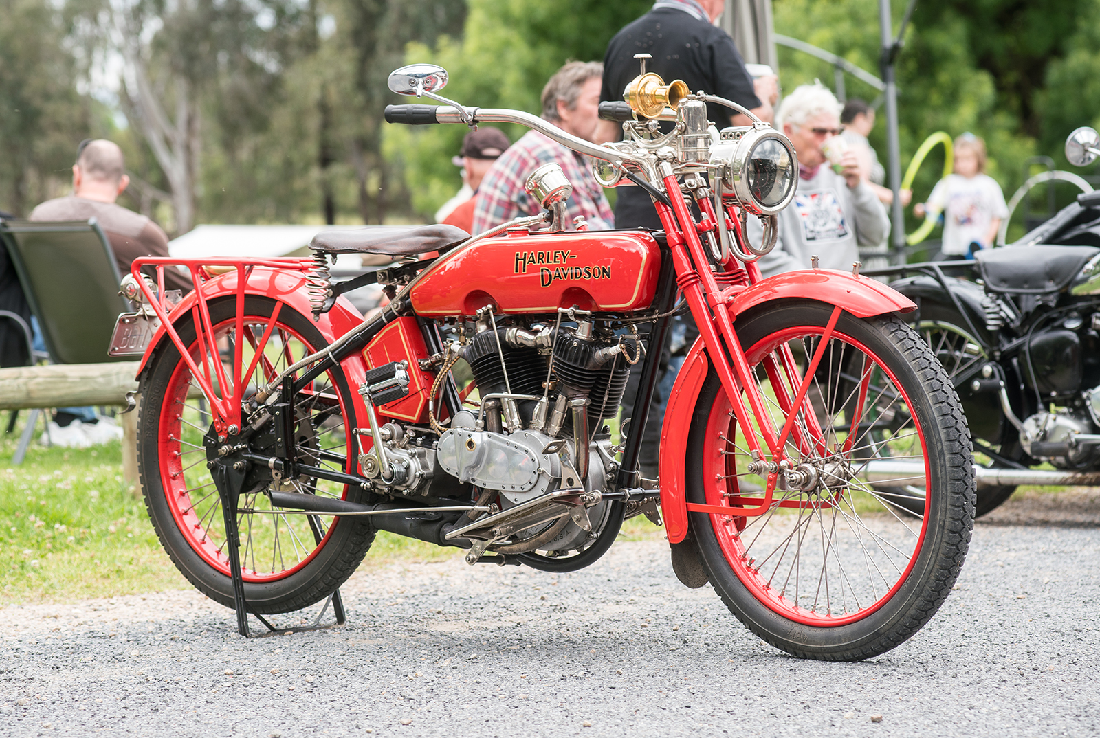 1918 harley davidson motorcycle red