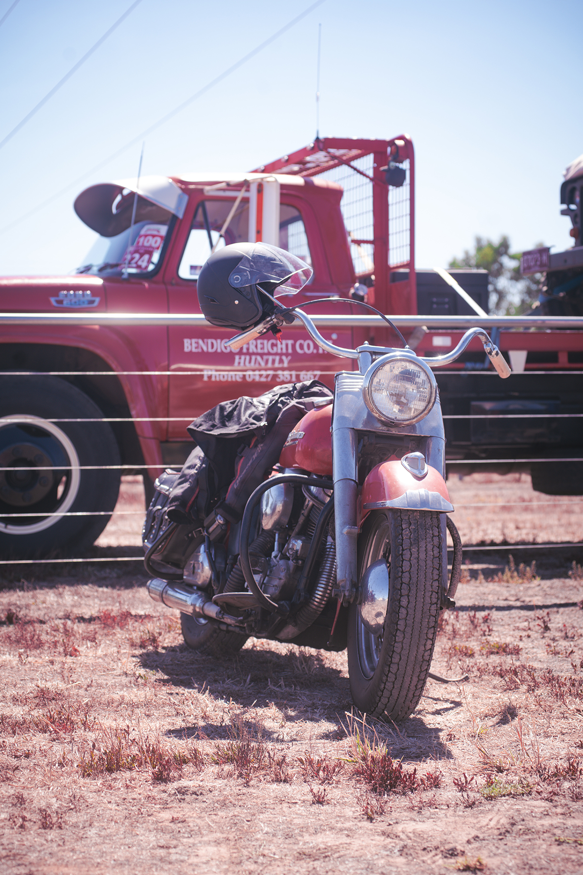 vintage harley davidson panhead red